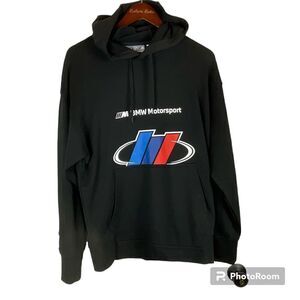 PUMA Mens Size S Black Sweatshirt BMW Motorsport Street Pullover Logo Hoodie T3